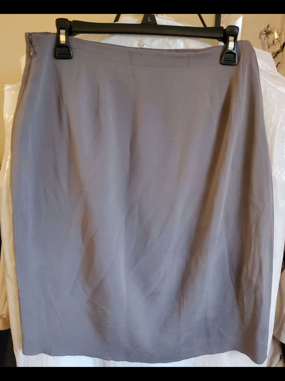 Classic Women's Dove Grey A-Line Silk Skirt